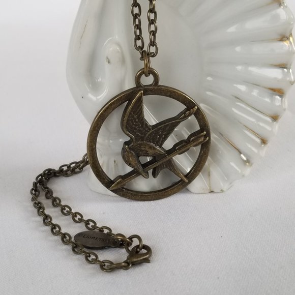 Mockingjay Necklace Unisex Bronze Treena Bean Hunger Games - Picture 10 of 15
